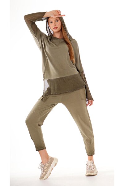 shE tekstil Bluză subțire din plasă de bumbac cu glugă