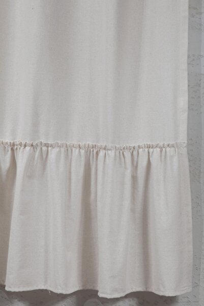 cotton maison Naturel Bohem French Stil Fırfırlı Perde - Tek Kanat, rustik ve Korniş Uyumlu