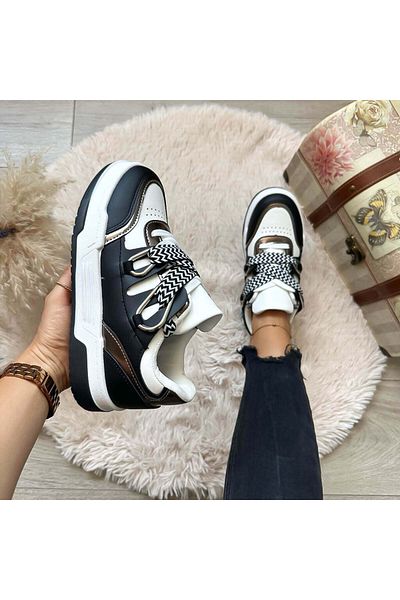 Casual Women's casual sneakers, made of eco-leather, 6455, black