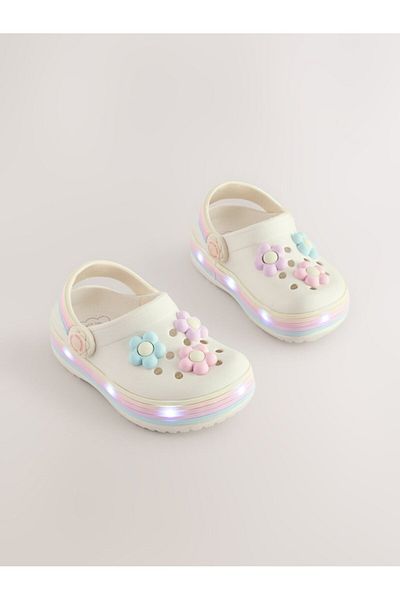 Next Baby White Daisy Patterned Lighted Slippers / Sandals