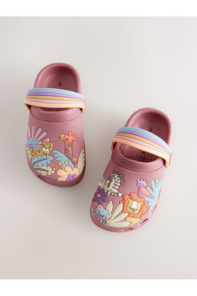 Next Baby Pink Safari Patterned Slippers / Sandals