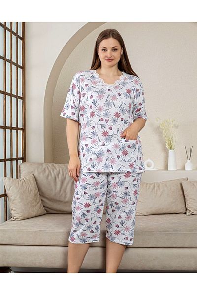 Star Fashion Women's cotton pajamas, plus sizes, Capri style, with three-quarter length pants