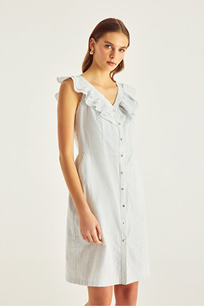 Naramaxx Fırfırlı Diz Boy Çzigili Elbise
