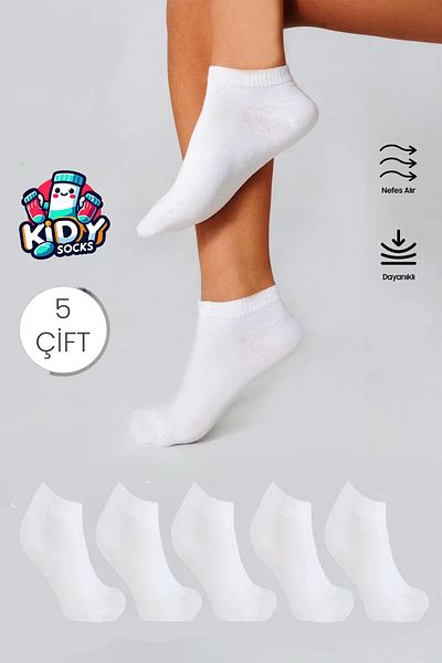 kidy Unisex Plain White Ankle Booties Socks Set
