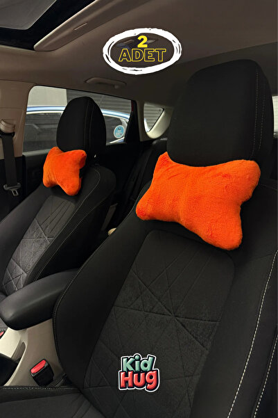 KidHug Oto Boyun Yastığı Seti 2 Adet - Tüm Araçlarla Ofis ve Ev İçin Uyumlu Terletmez Siyah, Kırmızı, Turuncu, Pembe, Kahve Seçenekli Yastık, İdeal Şık Yumuşak Araç İçi Aksesuar, Doğum Günü Hediyesi Seçimi