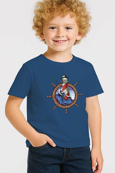 peki baby&kids Bine, tricou YAZ pentru băiat, cu un singur tricou Rudder Lighthouse 19588