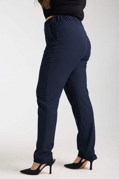 Gül Moda Plus Size Fabric Trousers with Pockets Pipe Leg Navy Blue G120-2