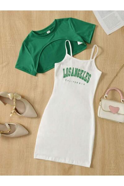 NoVibe Combinație de tricou piese pentru copii Los Angeles cu imprimeu Dress ...