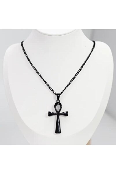 Tudivanyu Aksesuar Mısır Mitolojisi Ankh Nil Anahtarı Siyah Renk Kolye
