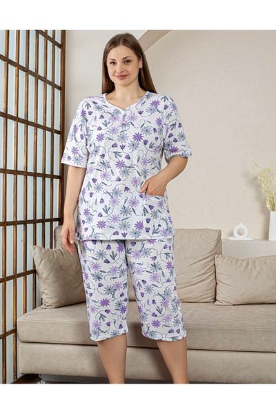 Star Fashion Women's cotton pajamas, plus sizes, Capri style, with three-quarter length pants