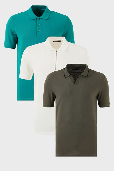 Buratti Cotton Regular Fit 3 Pack Polo Neck t Shirts Men Polo Neck t Shirt 59029641527S3