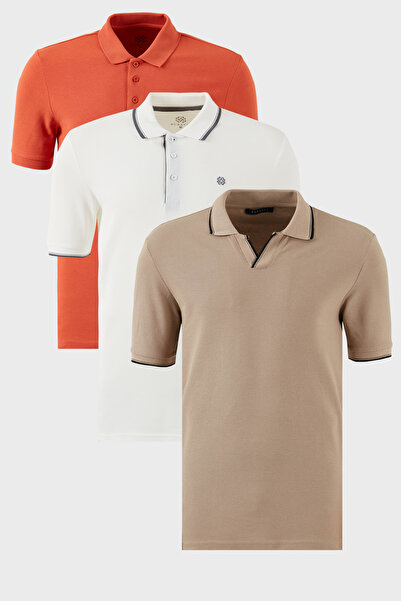 Buratti Βαμβακερό μπλουζάκι με κανονική εφαρμογή 3 πακέτο μπλουζάκια με γιακά...