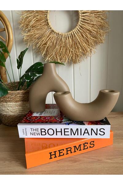 Porselian Holezon and Half Ring Bohemian Vase Single Color Vase