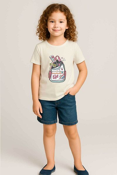 peki baby&kids Well Yaz Girls Single Jersey Multimedia Bag T-Shirt 19591