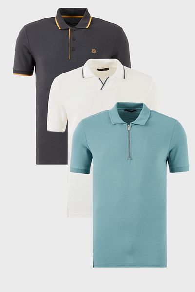 Buratti Cotton Regular Fit 3 Pack Polo Neck t Shirts Men Polo Neck t Shirt 59029641518S3