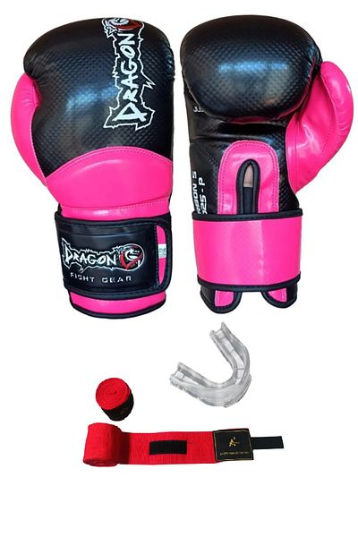 Dragondo Carbon Dragon Boxing Gloves Kick Boxing Muaythai Sparring Training Boxing Boxing Bandage Mouthguard Set of 3