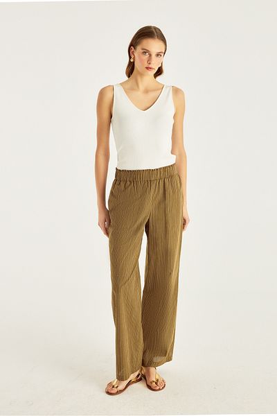 Naramaxx Elastic Waist Striped Trousers