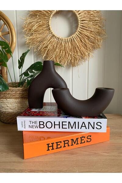 Porselian Holezon and Half Ring Bohemian Vase Single Color Vase