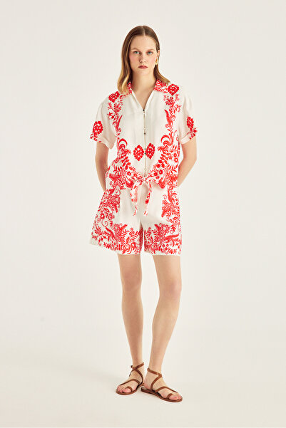 Naramaxx Pano Desen Keten Karışımlı Gömlek