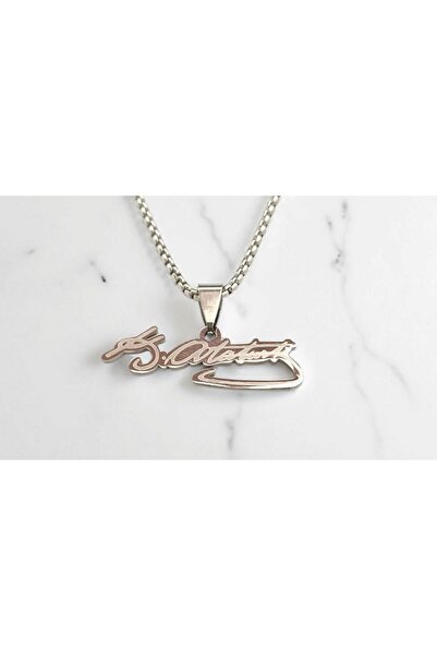 AKSESUARIM Mustafa Kemal Atatürk İmzalı Çelik Kolye Ucu