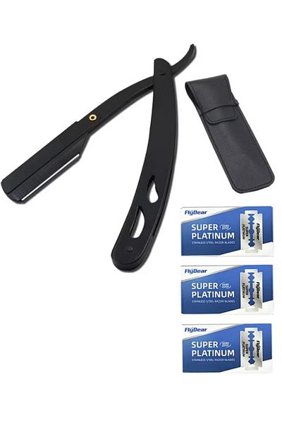 TrioStore Professional Razor Set 30 Razor Blades, Stainless Steel, With Leather Case