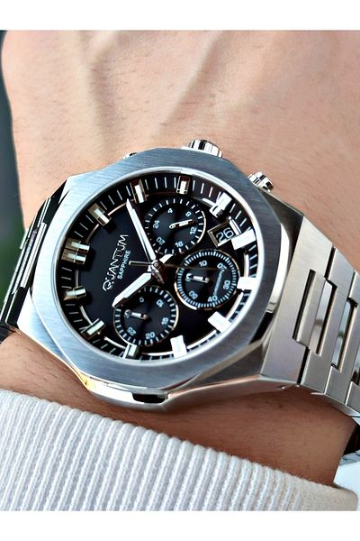 Quantum Function 10 Atm Waterproof Silver-Black Sapphire Glass Color Men Wristwatch 1121S.350Mr