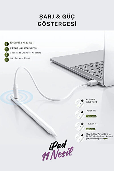 Fuchsia iPad 11. Nesil A16 Uyumlu Avuçiçi Red ve Eğim Özellikli Manyetik Yapışan Dokunmatik Kalem