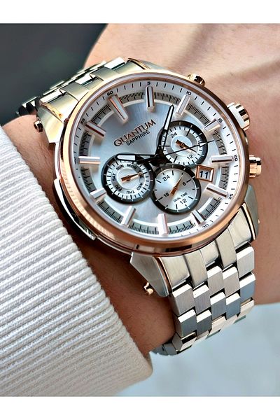 Quantum Silver Color Sapphire Glass Color Men's Wristwatch with Function 24 Months Guarantee 1176.530Mr
