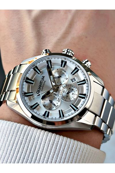 Quantum Function 24 Months Guarantee Silver Sapphire Glass Color Men's Wristwatch 1219S.330Mr