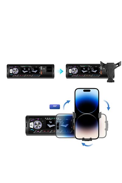 MaxTech Car cassette player mp3 player with removable phone holder, Bluetooth, USB, SD Card, Auxiliary, FM Radio