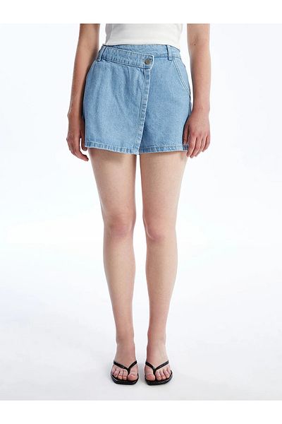 LC Waikiki LCW Jeans Indigo Standard Fit Femei Jean Shorts Fusta AS