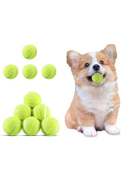 TrioStore Set de 10 Mingi Profesionale de Tenis de Camp pentru Caini, TrioStore®, Cauciuc/Polipropilena, 6.5