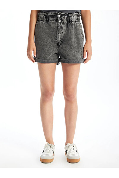 LC Waikiki Lcw Jeans Black Women's Elastic Waist Straight Jean Shorts