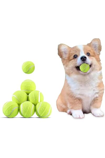 TrioStore Set de 7 Mingi Profesionale de Tenis de Camp pentru Caini, TrioStore®, Cauciuc/Polipropilena, 6.5 c