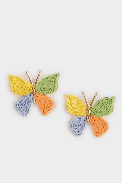 DeFacto Women's Straw Butterfly Earrings F0839Axns