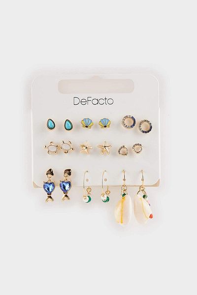DeFacto Women's 9-Piece Gold Earrings F4012Axns
