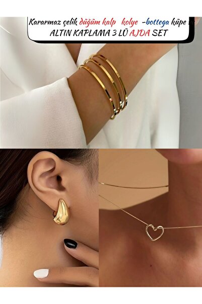 Perry Accesories 3 adet altın kaplama ajda seti kuzey yıldızı kolye gold ajda...