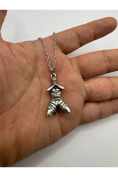 Herşey Nota Aekwondo Fighter Figured Unisex Necklace – with 60 cm Chain, Far East Martial Art Design