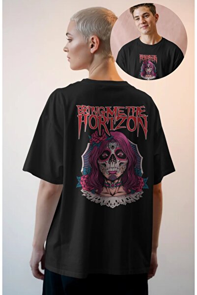 Fuddy Moda Tricou unisex Bring Me The Horizon cu imprimeu pe spate, tricou ov...