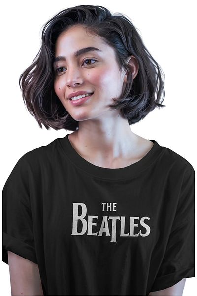 Fuddy Moda Unisex Let It Be The Beatles T-shirt με στάμπα στην πλάτη, μπλουζάκι με θέμα το ροκ γκρουπ Oversize