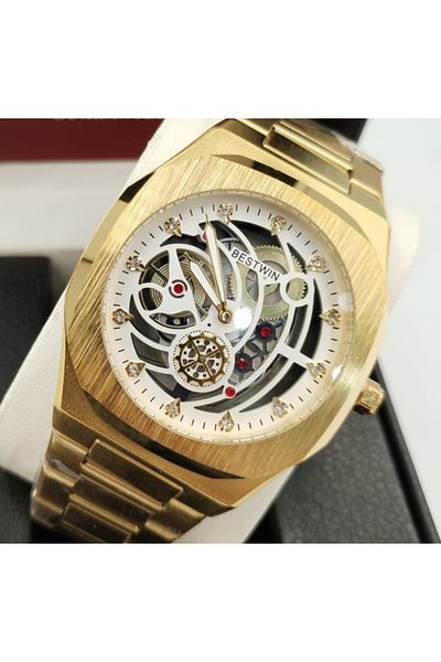 BESTWİN Bestwin New 983 High Quality Men's Quartz Watch with Stainless Steel Strap Waterproof