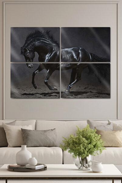 DekorHane Shiny Metal Print, Decorative Horse Painting, Artistic Home Office Design, Glass View Plexiglass Piece