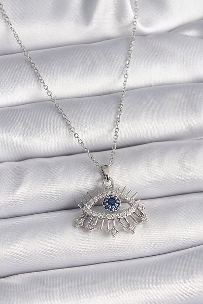 Skygo 316L Steel Silver Color Chain Zircon Stone Eye Model Women's Necklace - Tj-Bko9564