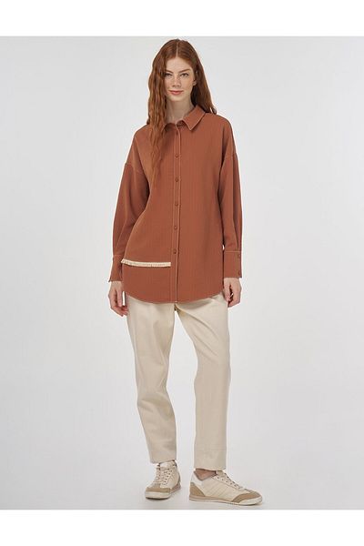 KYR Tifsitmeli Asymmetric Cut Tunic Tobacco