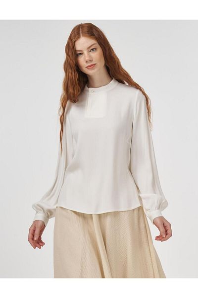 KYR Button Detailed Viscose Blouse Ecru