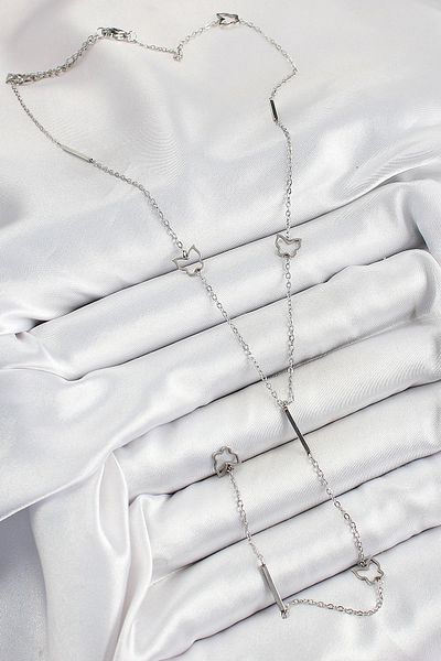 NETWORK ART Bfs 316L Steel Butterfly Figured Y Model Silver Color Women's Necklace