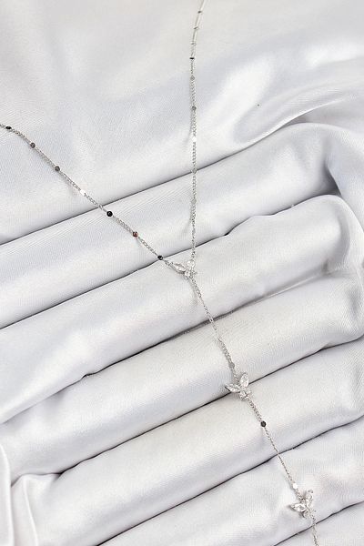 NETWORK ART Bfs Brass Zircon Stone Row Butterfly Figure Y Model Silver Color Women's Necklace