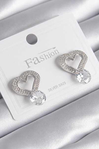 Belle Fusion أقراط نسائية من BFS مصنوعة من النحاس والفضة اللون وحجر الزركون ع...