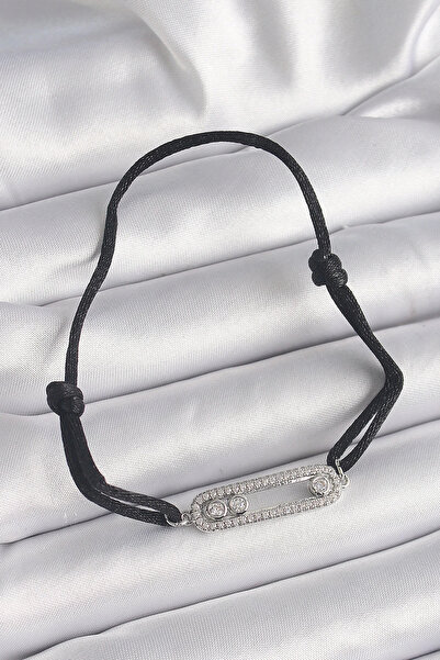 Belle Fusion سوار نسائي من BFS باللون الأسود برباط من حجر الزركون الفضي موديل...