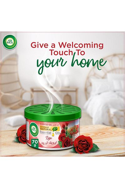 Air Wick Air Freshener Scented Gel Can Rose Scent 70 g Long-Lasting Odor Neutralizer for Home